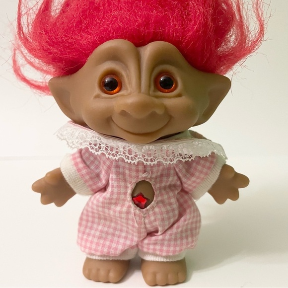 Ace Novelty Troll Doll with Red Hair Jewel and Pink Outfit - Picture 2 of 16
